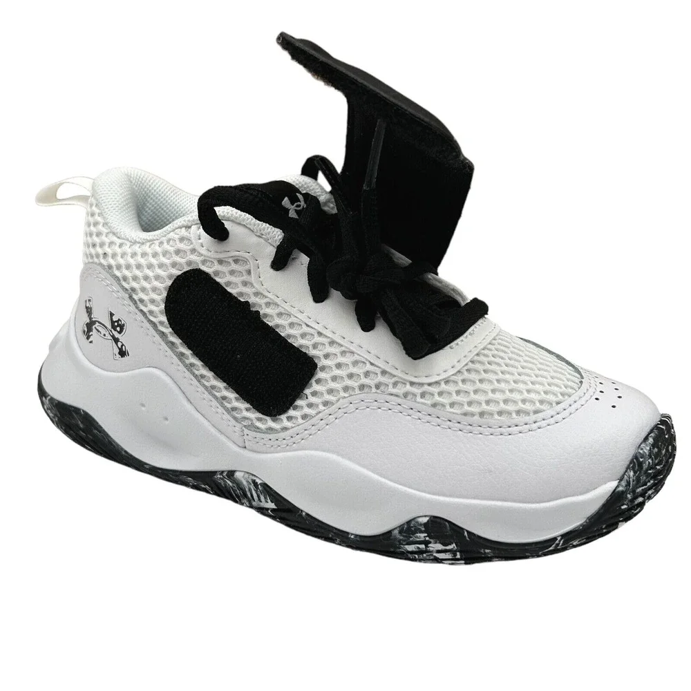 Under Armour Lockdown Youth‎ Boy's Leather Basketball Shoes Size 3Y White/Black
